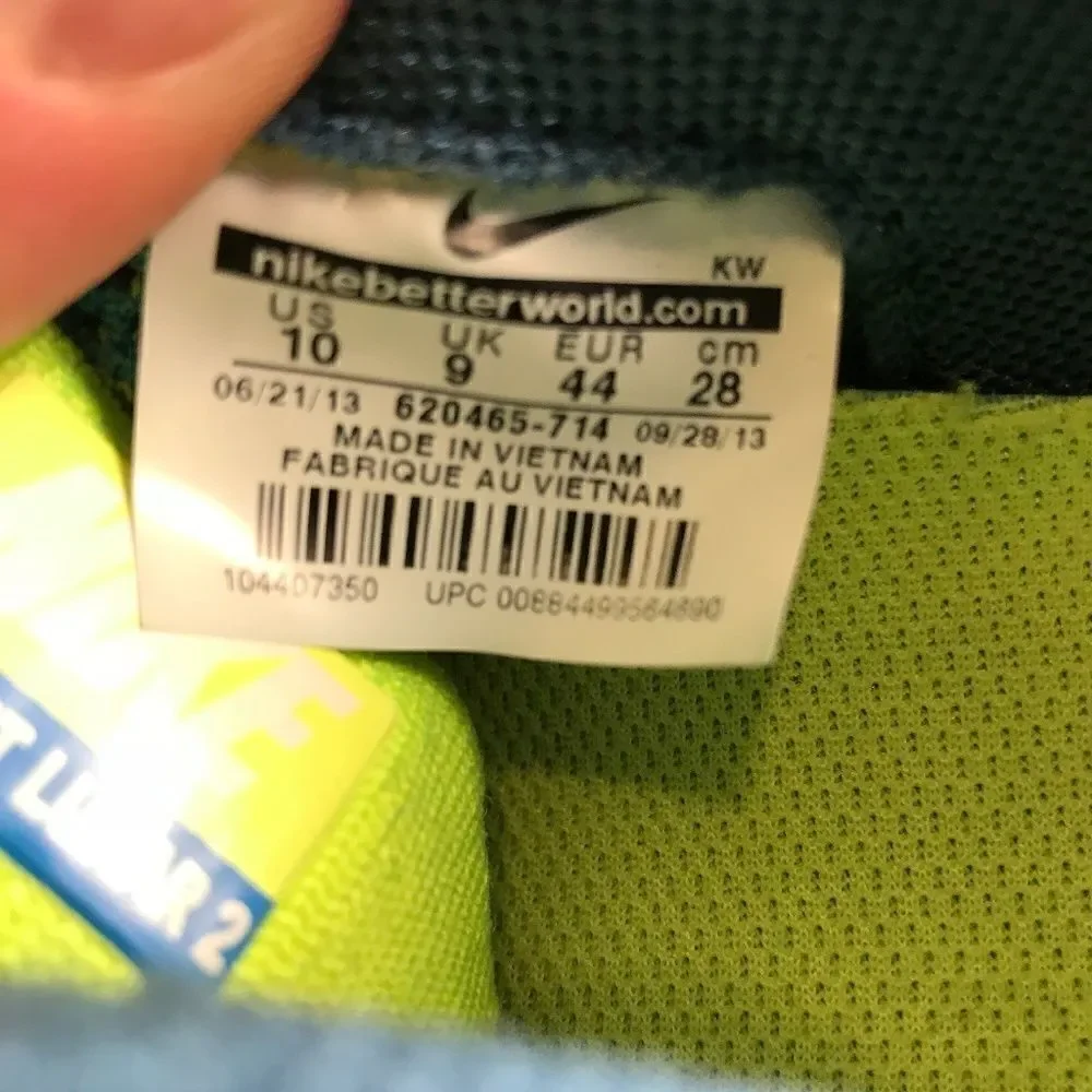 NIKE Mens Flyknit Lunar 2 Sz 10 US 44 EUR Volt Blue 9 UK Running Shoes